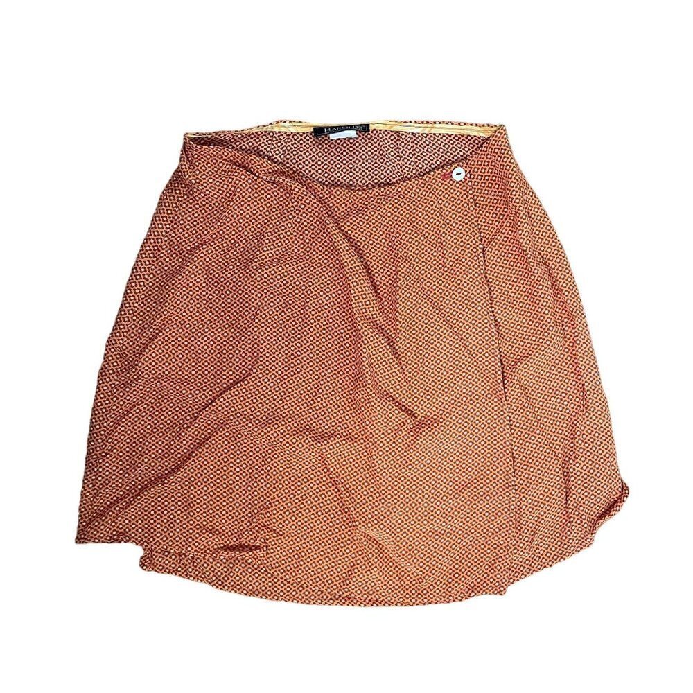 Harolds wraparound skirt button detail rayon summer lightweight‎ skirt orange